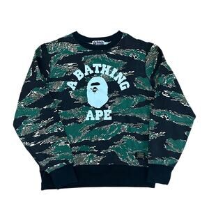 M Bape Tiger Camo College Logo Crewneck Sweatshirt